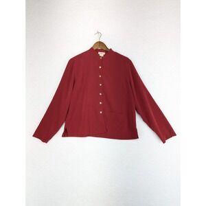Travel Smith Red Suede Long Sleeve Tunic Blouse Travel Work Wear‎ L
